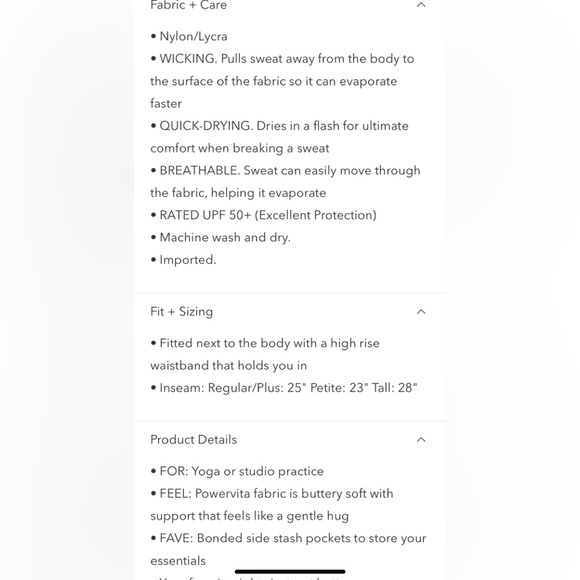 NWT-Athleta Salutation Stash Tight 7/8, Medium Petite - Picture 4 of 5